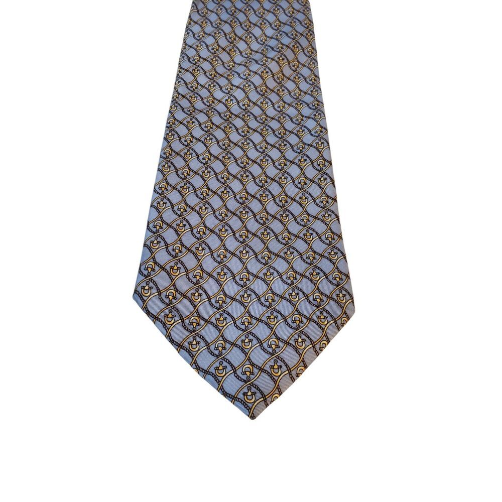 Trevisan Venezia Neck Tie Mens Blue Equestrian Print Italian Silk Business Power